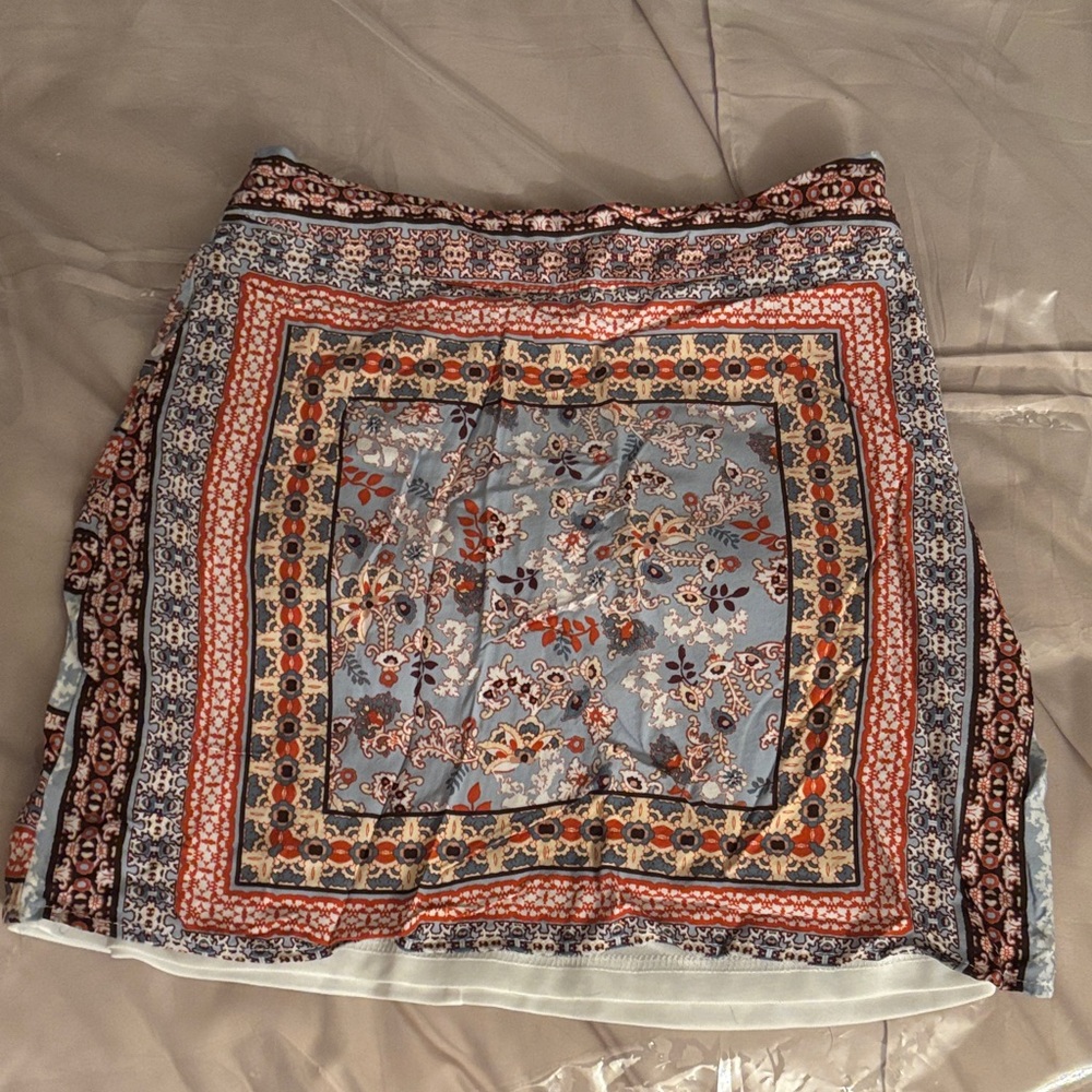 Sage Multicolor Patterned Mini Skirt